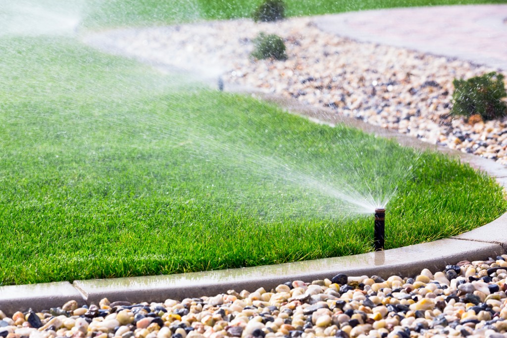 sprinkler in lawn