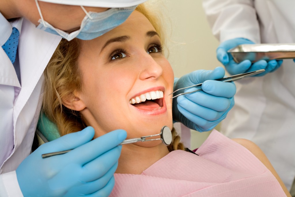 a woman about to undergo oral surgery