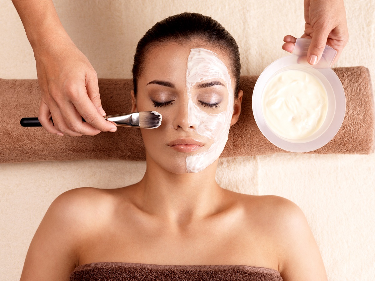Woman in a spa for a facial treatment