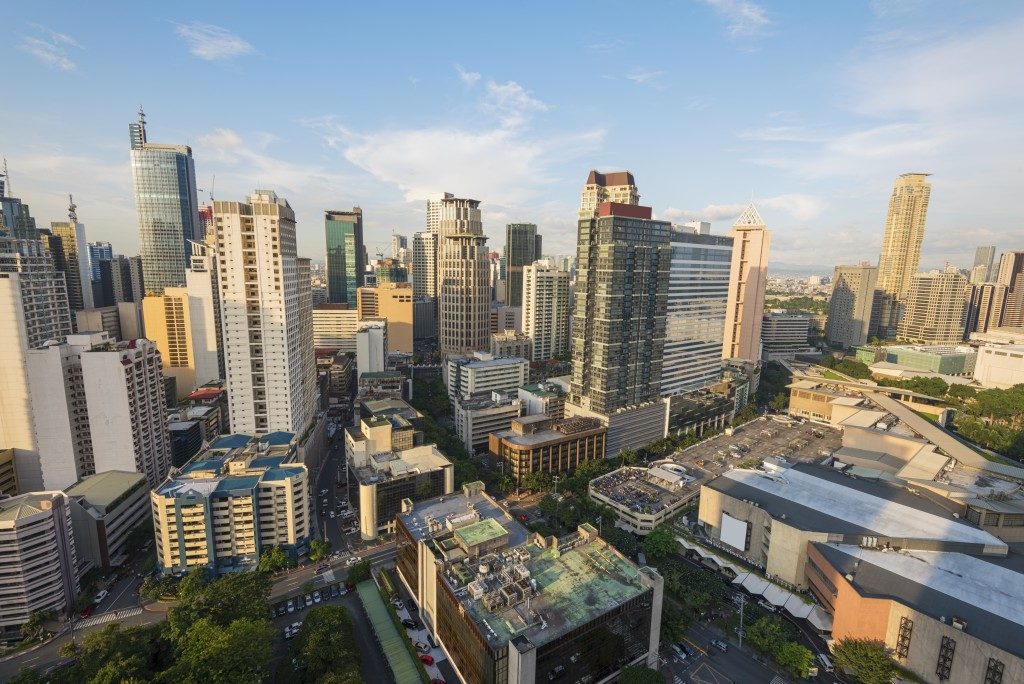 Makati central business district skyline in the afternoon