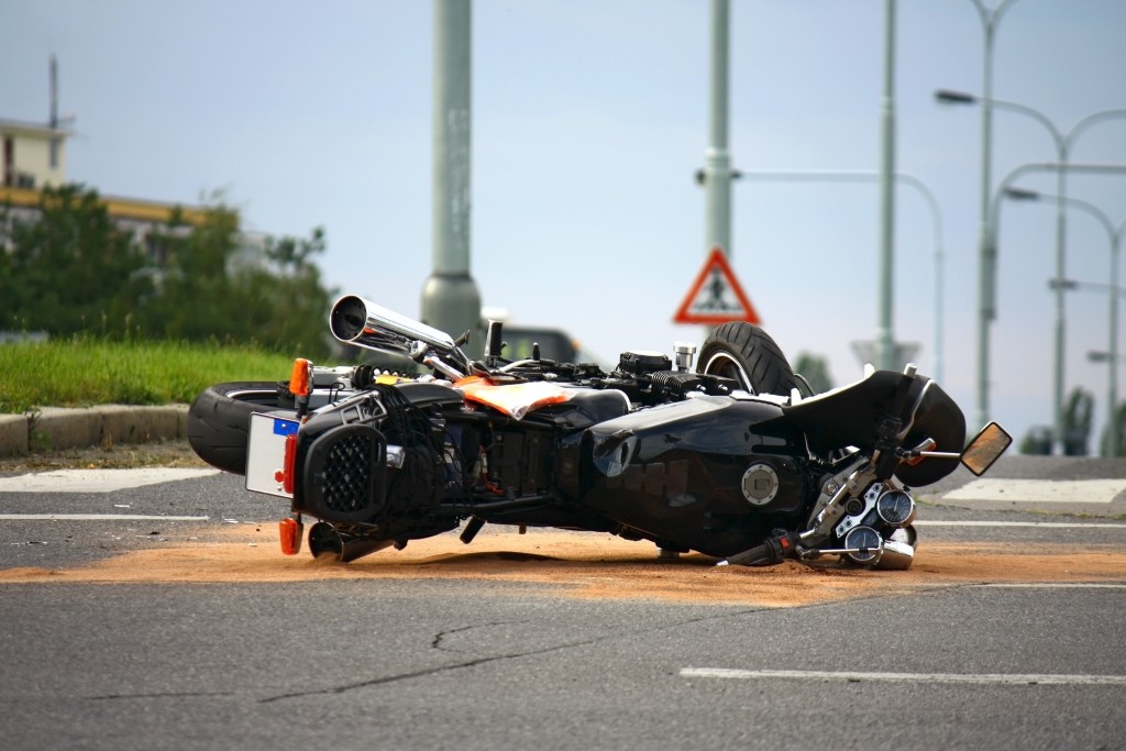 motorcycle in a road accident