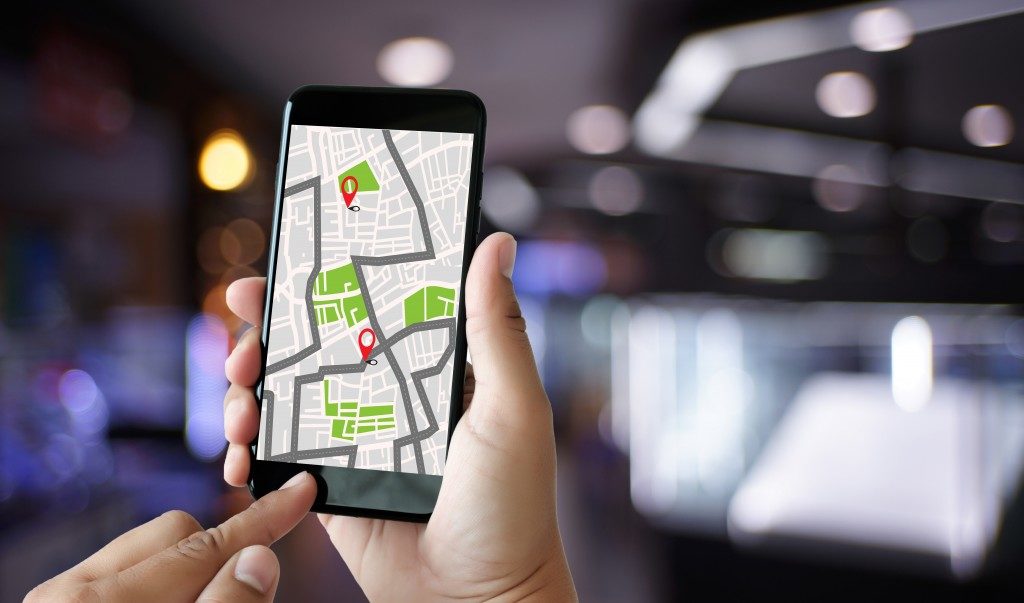 person using gps on their phone