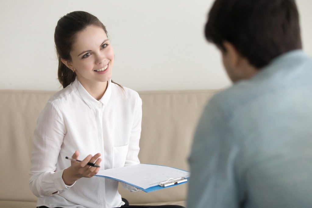 Employer talking to an employee