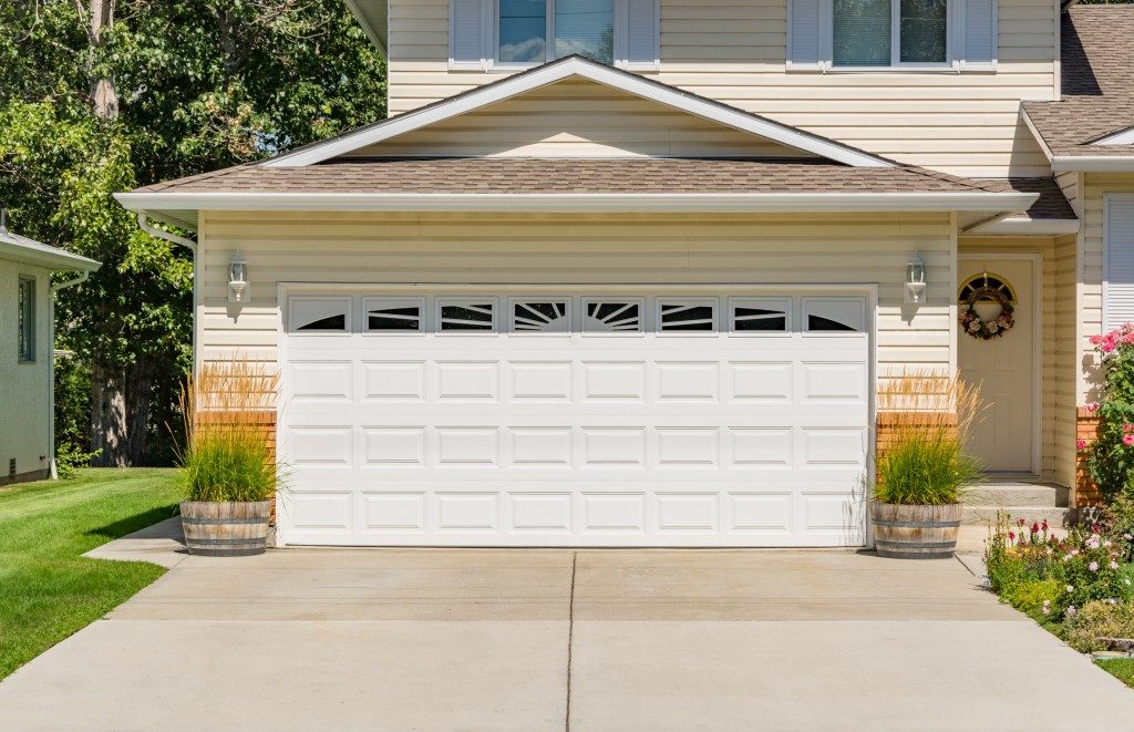 garage door of suburban home
