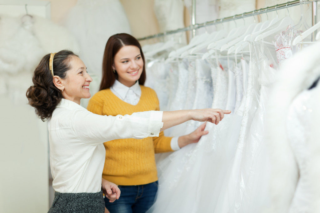 Bride-to-be choosing her gown