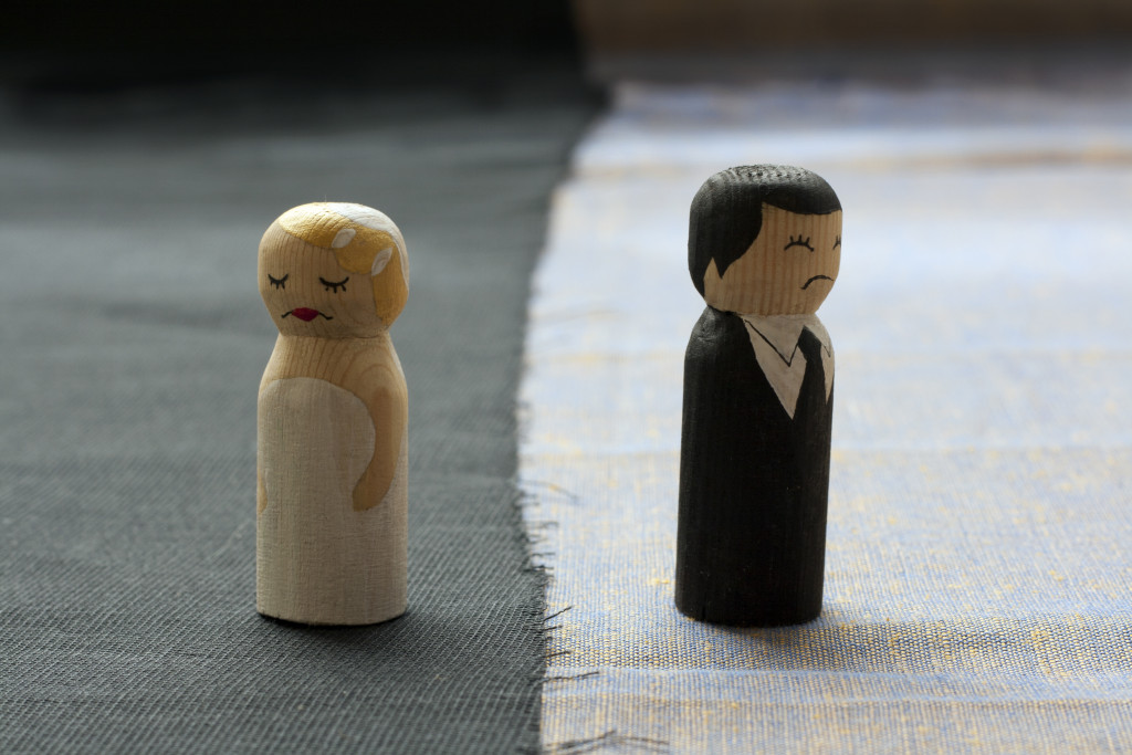 sad bride and groom lego piece going their own way