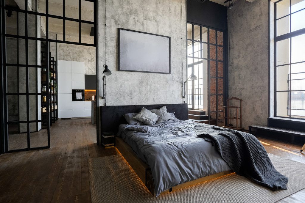 industrial themed bedroom