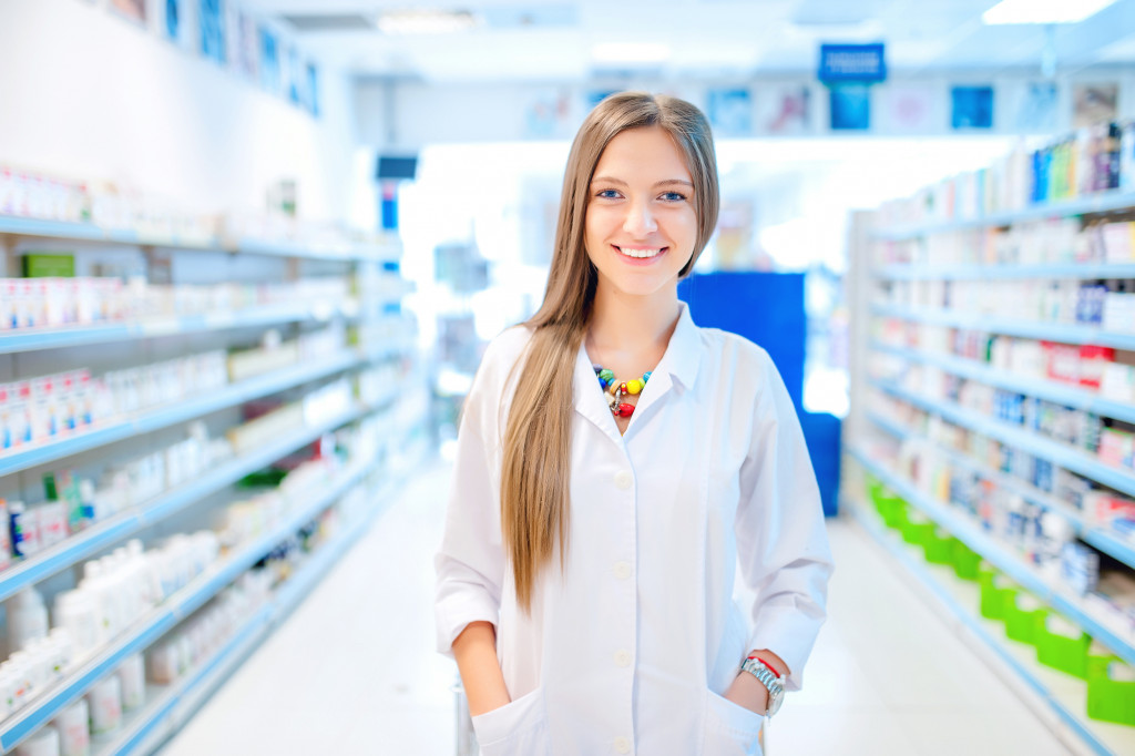 woman working in a pharmacy