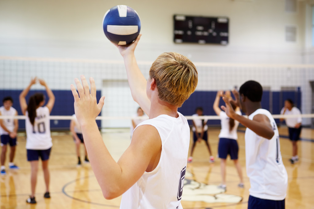 A player serving a ball